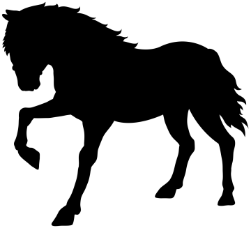 a black and white silhouette of a horse