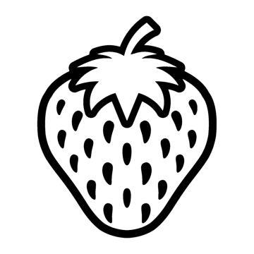 a black and white drawing of a strawberry