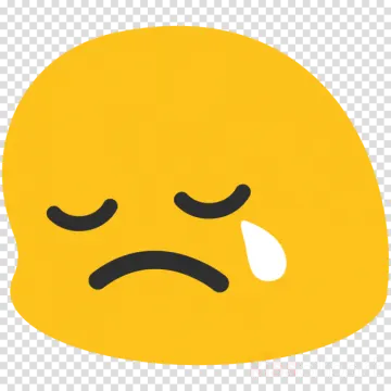 a yellow smiley face with a teary expression