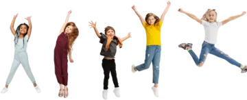 a group of children jumping in the air