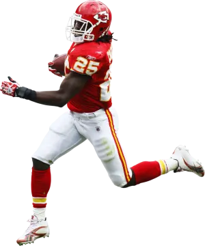 a man running with a football in his hand