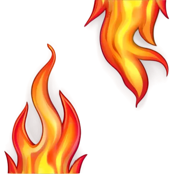 two fire flames on a white background
