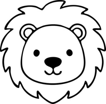 a black and white drawing of a lion head