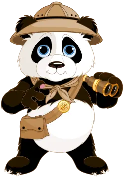 a panda wearing a hat and holding a gun