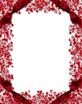 a valentine frame with red roses and hearts