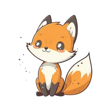 a cute little fox sitting down and looking at the camera