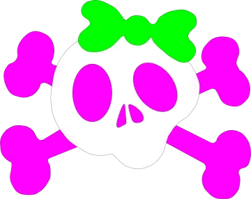 a skull with pink and green skulls on it