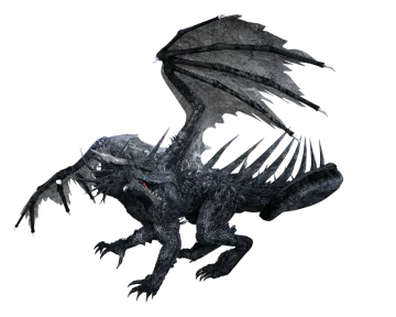 a black dragon is flying in the air