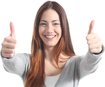 a woman giving the thumbs up sign