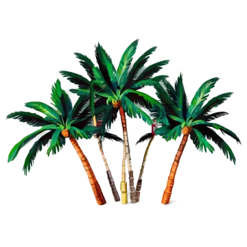 three palm trees on a white background