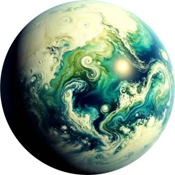 an image of a blue and green planet