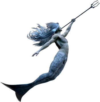 a mermaid with a spear in her hand