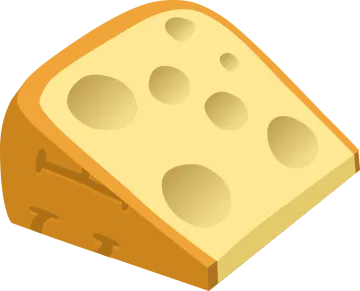 a piece of cheese on a white background
