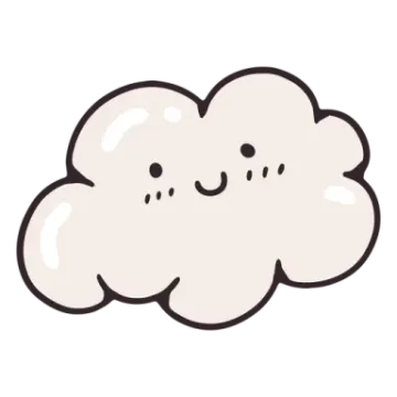 a white cloud with a smiling face on it