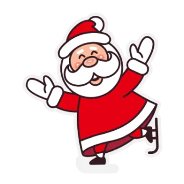 a cartoon santa claus with his hands up