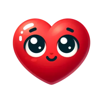 a red heart with eyes on it