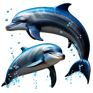 two dolphins are swimming in the water
