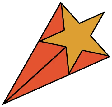 an orange and yellow star on a white background