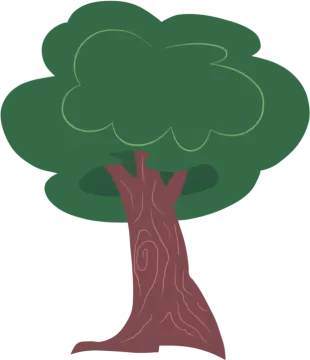 a tree with green leaves and brown trunk