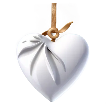 a white heart hanging on a string