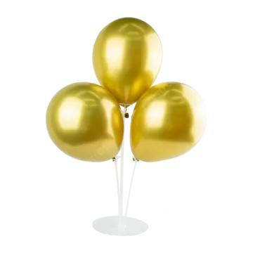 a bunch of gold balloons on a white background