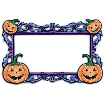 a halloween frame with pumpkins and vines