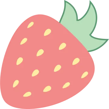 a strawberry with green leaves on it