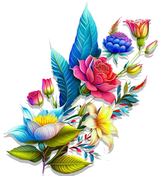 a bunch of colorful flowers on a white background