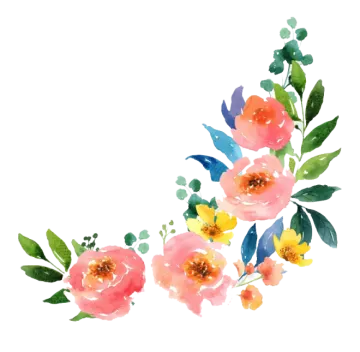 a watercolor painting of flowers and leaves