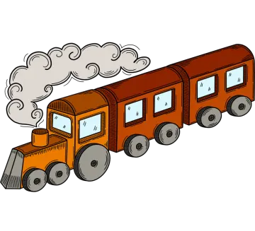 a cartoon train with smoke coming out of it