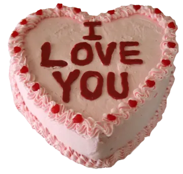 a heart shaped cake that says i love you