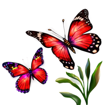 two red butterflies on a white background