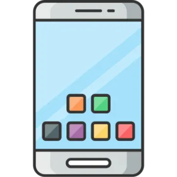 a smartphone with colorful squares on the screen