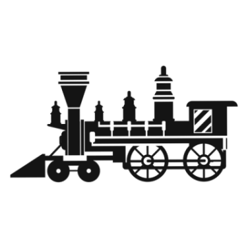 a black and white silhouette of a train