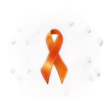 an orange ribbon on a white background
