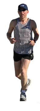 a man running on a white background