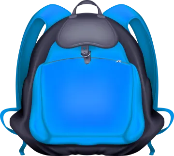 a blue backpack on a white background