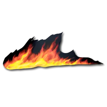 a piece of fire on a white background