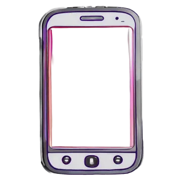 a purple and white phone with a blank screen