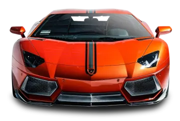 the front view of a red sports car