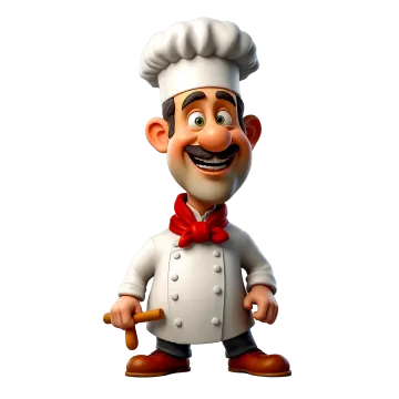a cartoon character in a chef's uniform