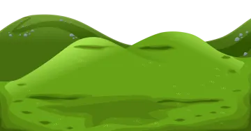 a green hill with rocks and grass