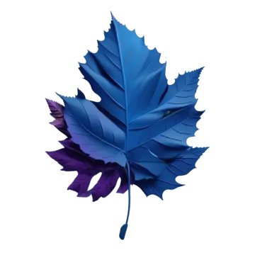 a blue maple leaf on a white background