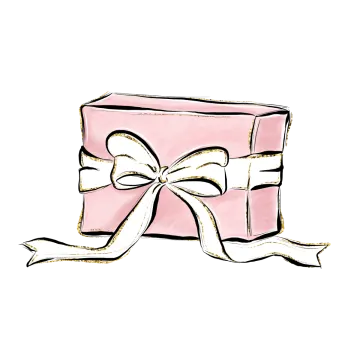 a pink gift box with a bow