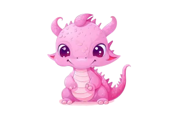 a cute pink dragon sitting on the ground
