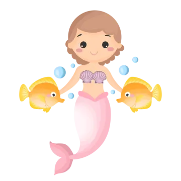 a mermaid with two fish in her hands