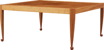 a small wooden table with two legs
