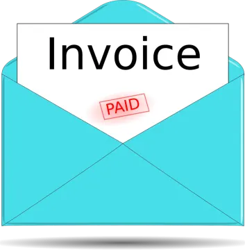 a blue envelope with the word invoe on it