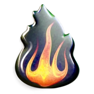 a black and yellow flame on a white background