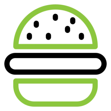 a hamburger with black dots on it